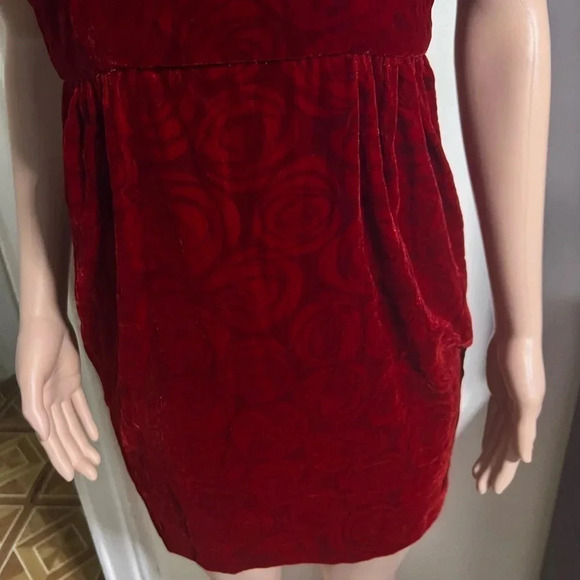 ALICE + OLIVIA Women’s Velvet Red Rose Dress - Picture 6 of 16